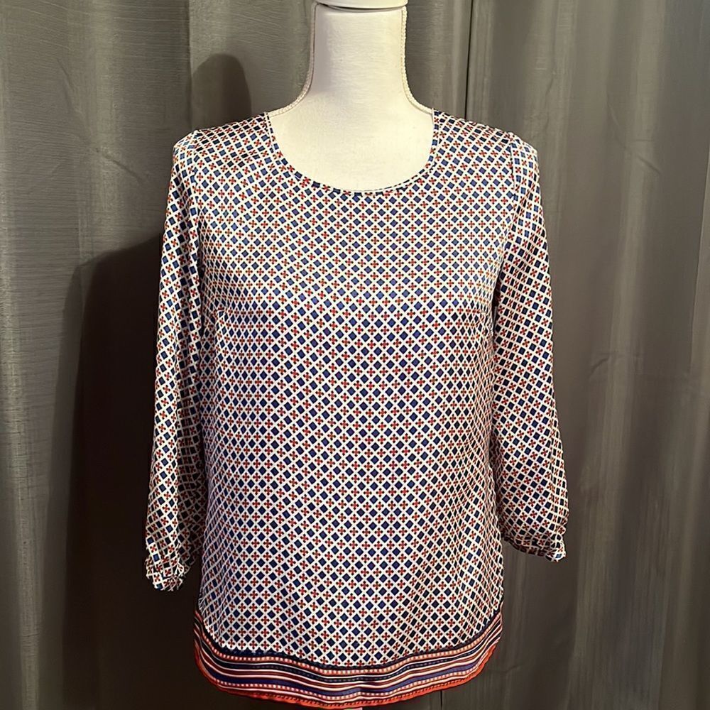 MERONA Blue and Red 3/4 Sleeved Blouse.  SIze S/P